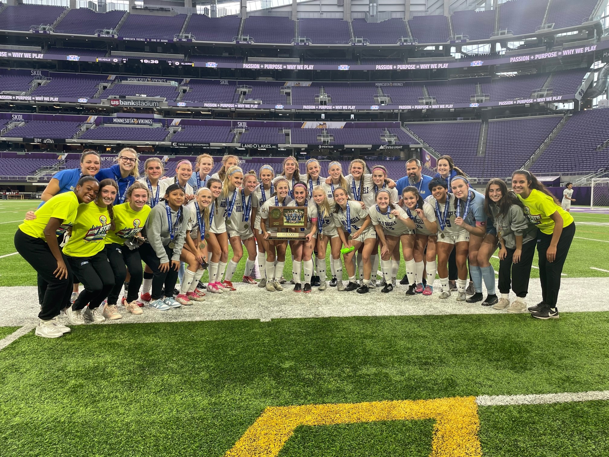 Holy Angels captured the Class AA girls soccer title after a dramatic shootout victory over Mahtomedi. 