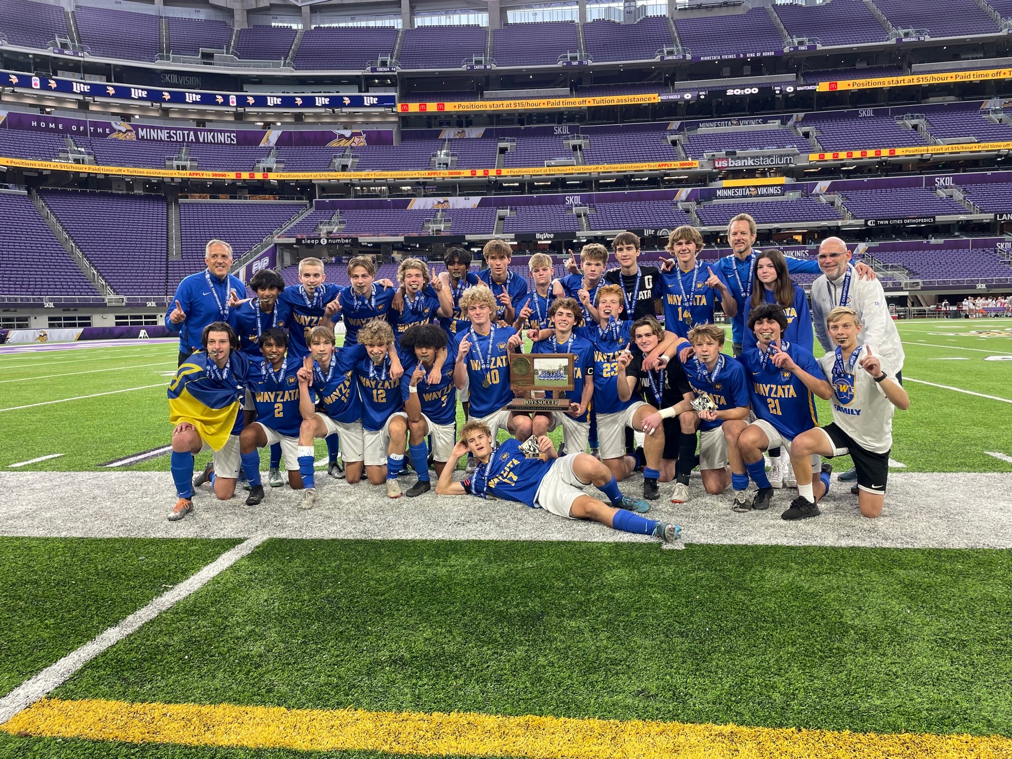 Wayzata scored two late goals to defeat Woodbury 3-2 in OT for the Class AAA Boys Soccer state championship 