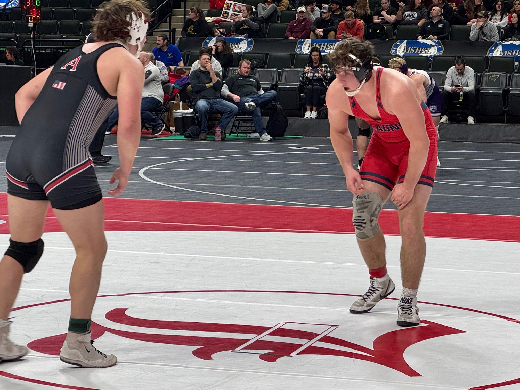 St. Agnes wrestler Charlie Witzel in action at the state tournament.