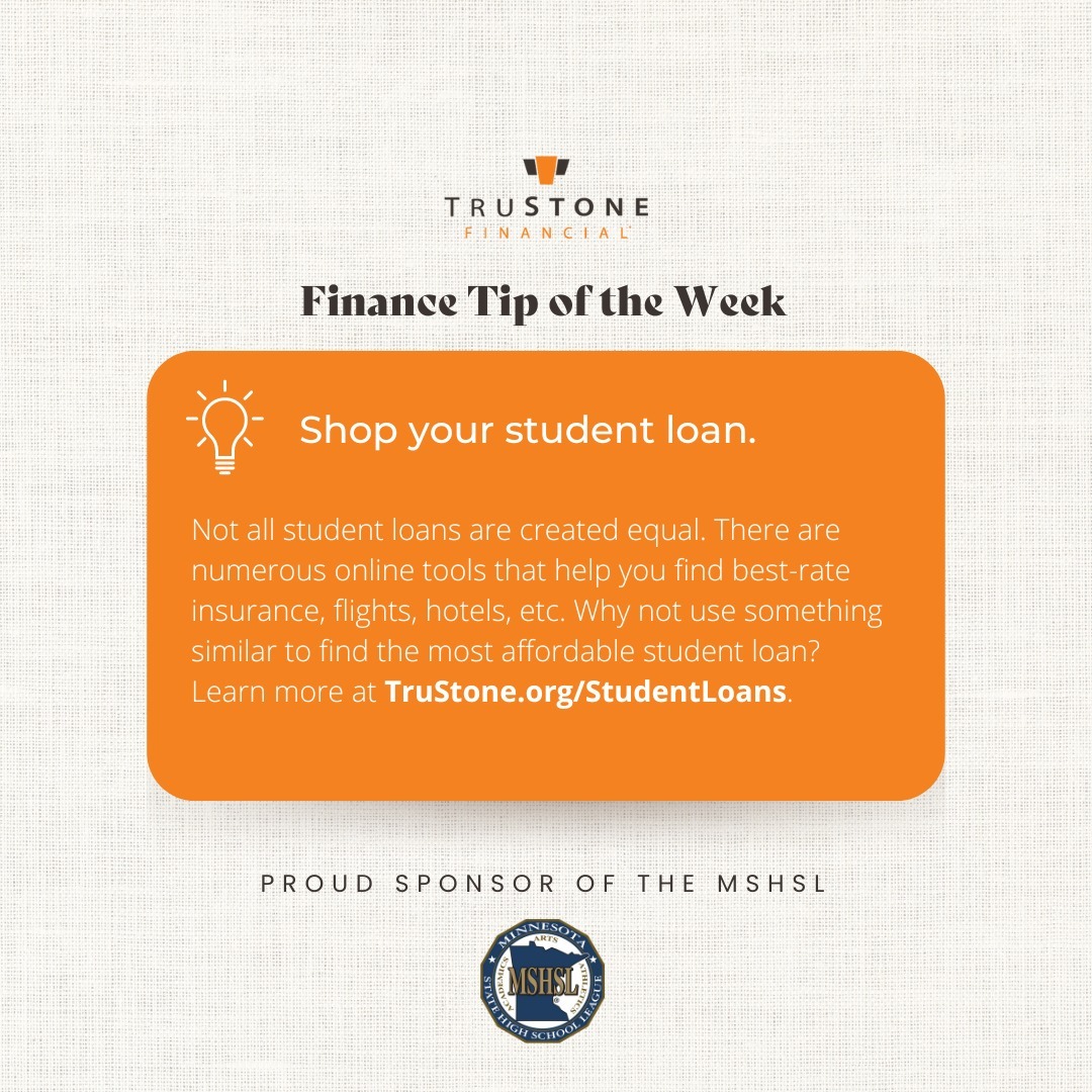 To celebrate Financial Awareness month, here's a student loan tip from the League's premiere partner,  TruStone Financial.

Not all student loans are created equal. There are numerous online tools that help you find the best-rate, such as for insurance, flights or hotels. Why not use something similar to find the most affordable student loan? Learn more at TruStone.org/StudentLoans