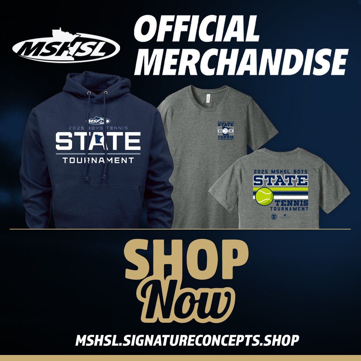 🔗 Link in bio to order Boys Tennis State Tournament merch