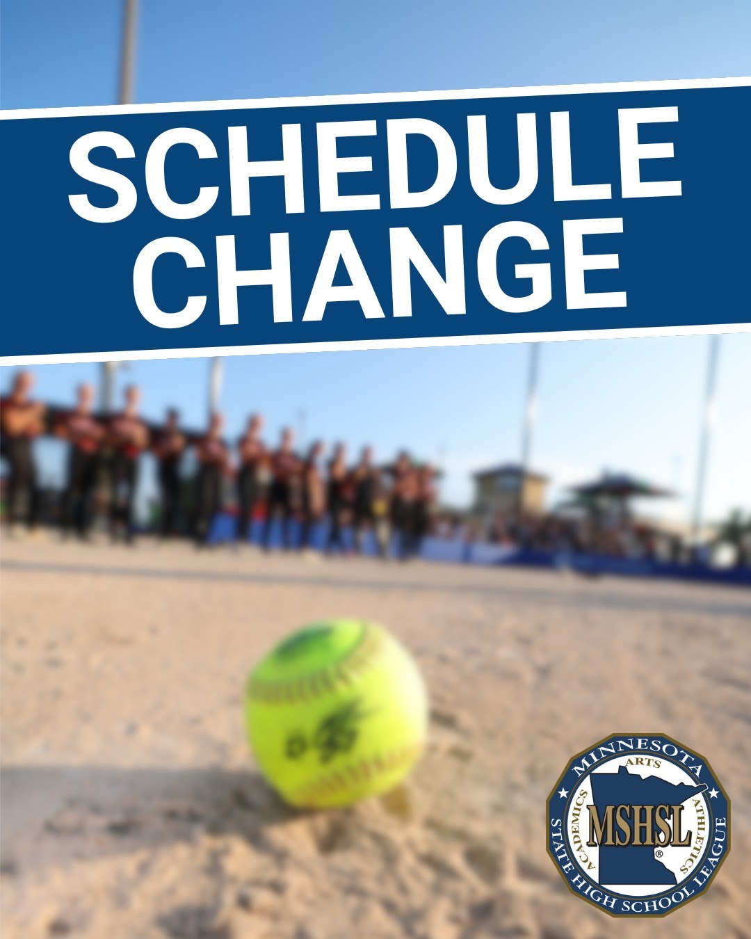 Start times for the Girls Softball State Tournament quarterfinal games scheduled for Tuesday are delayed due to heavy rain. The quarterfinal round will now begin at 5 p.m.

New schedule:

5 p.m. — All four Class AAAA quarterfinals and two Class AAA quarterfinals (Mankato East vs. Simley and Becker vs. Rocori)

7 p.m. — All four Class AA quarterfinals and two Class AAA quarterfinals (Chisago Lakes vs. Benilde-St. Margaret's and Cretin-Derham Hall vs. Byron)

9 p.m. — All four Class A quarterfinals

Updated brackets and more info: mshsl.org/softball