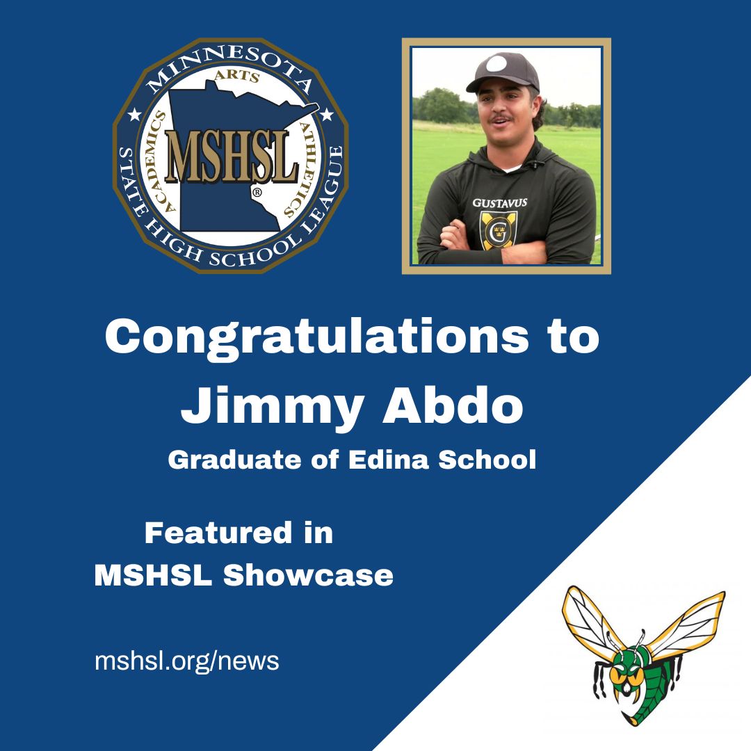 Jimmy Abdo, a graduate of Edina High School, recently made it to the quarterfinals of the United States Golf Association (USGA) 125th U.S. Amateur Championship. Abdo, who currently plays at Gustavus Adolphus College, entered the tournament as the No. 4292 ranked amateur in the world. 

Read more about Abdo’s Cinderella run, courtesy of gogusties.com: www.mshsl.org/news