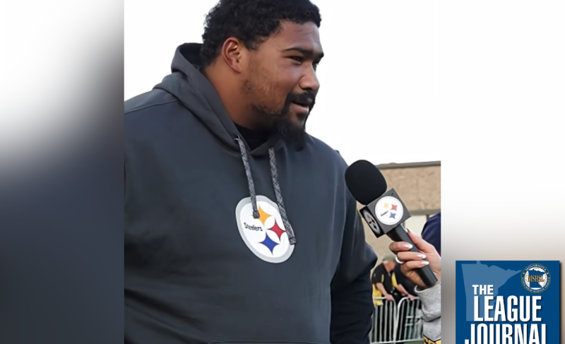 Yahya Black answers questions from a Steelers host