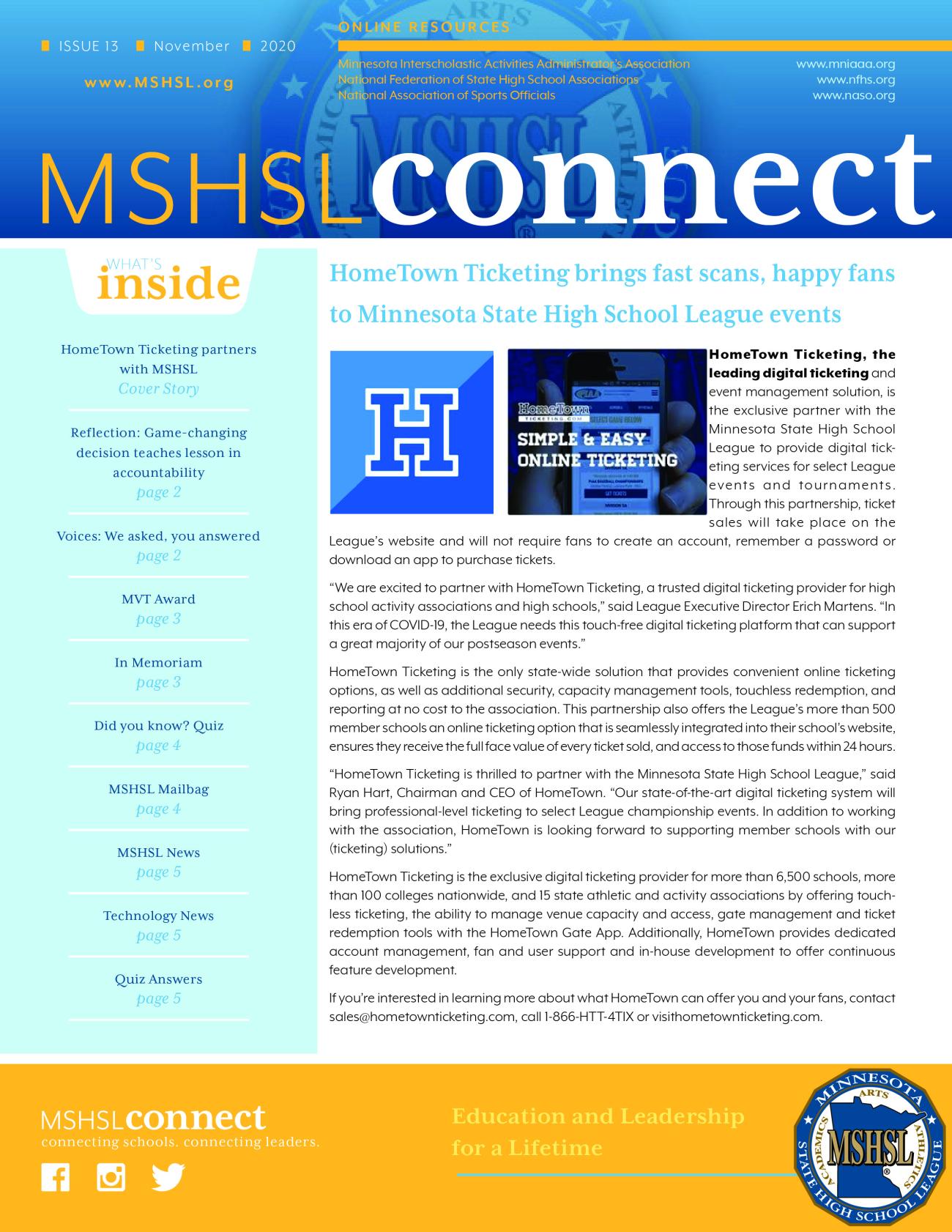 Read the latest edition of the MSHSL Connect 