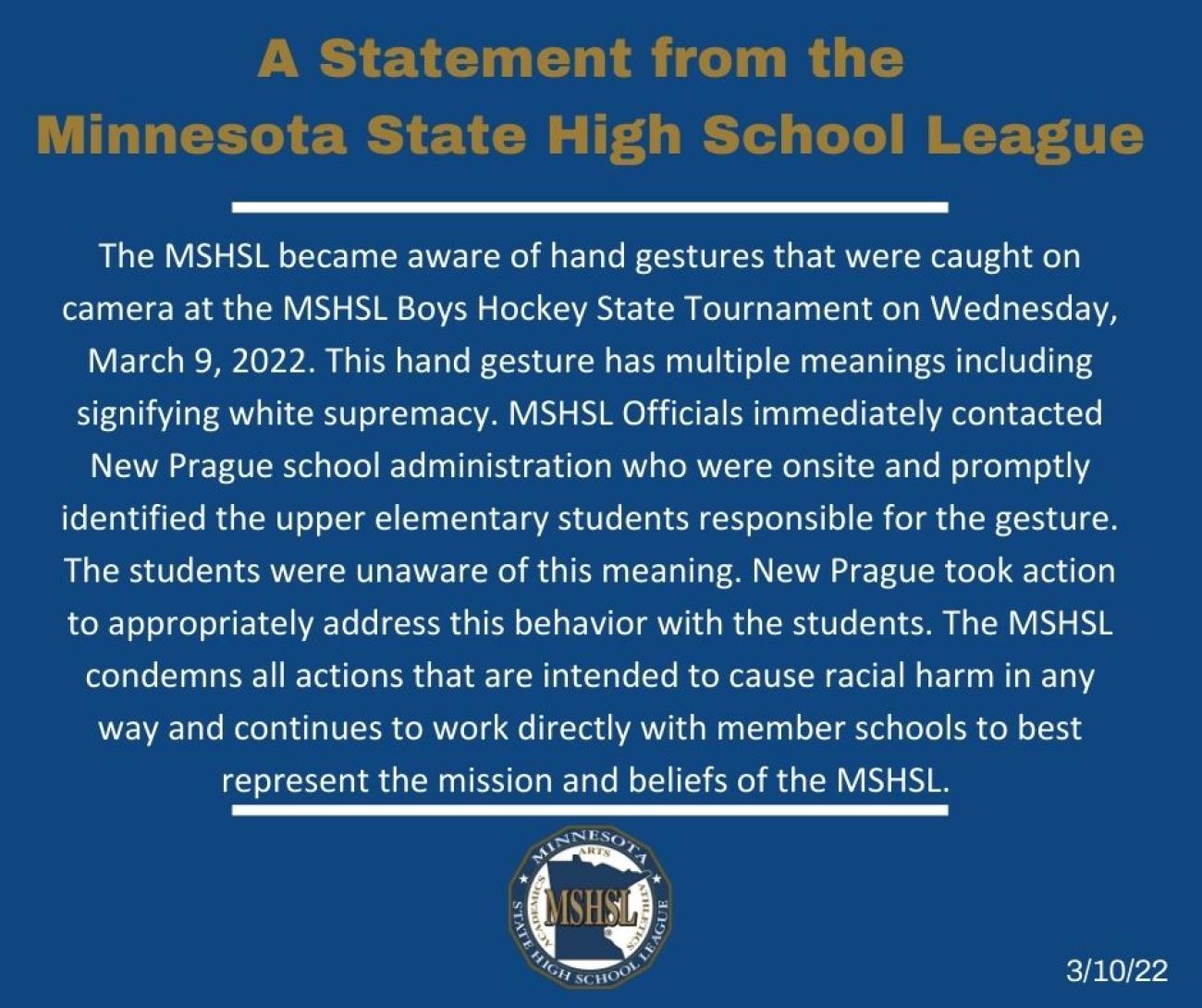 Statement from MSHSL