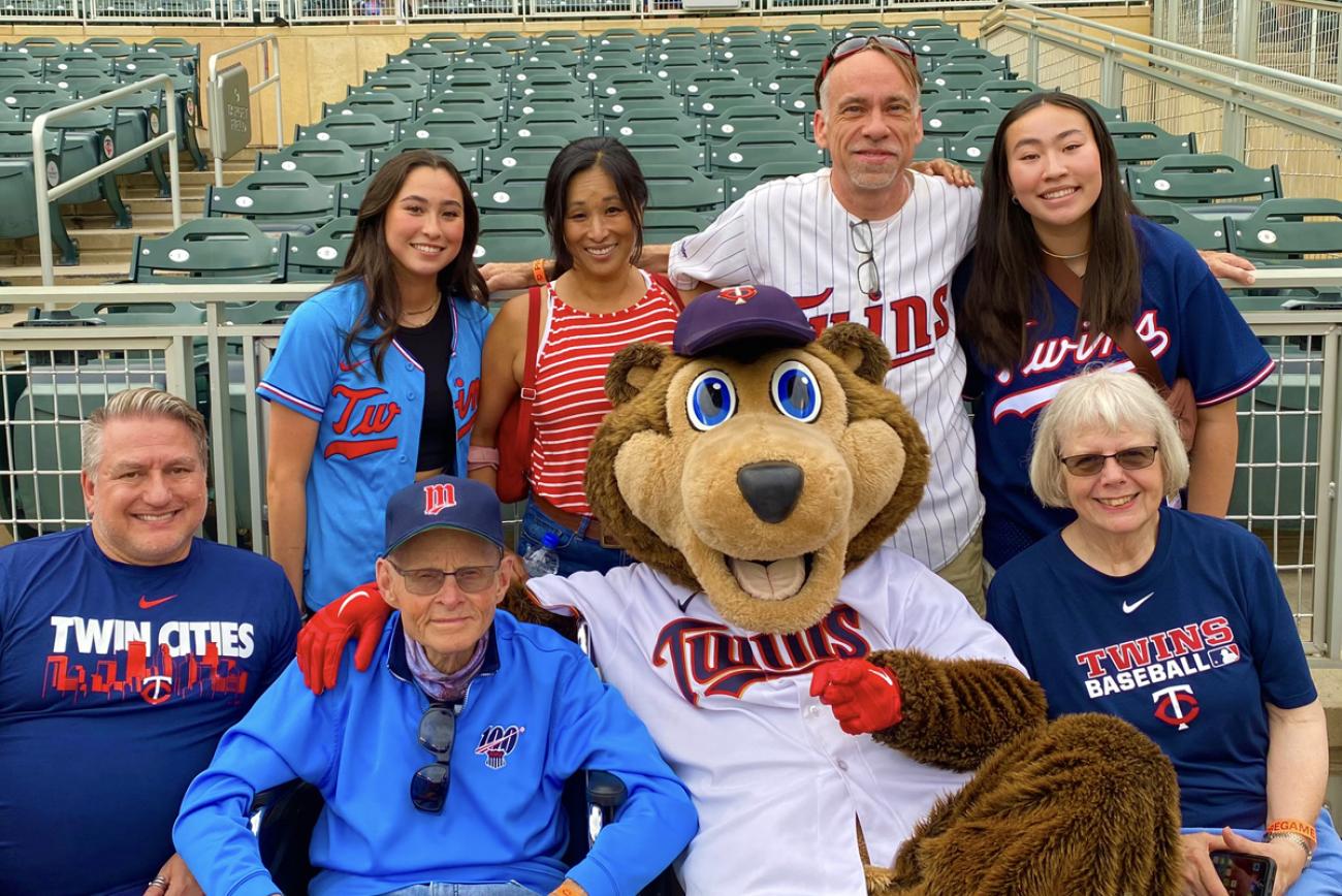 Larry Gallagher, surrounded by family, was honored by the Twins on July 14, 2022