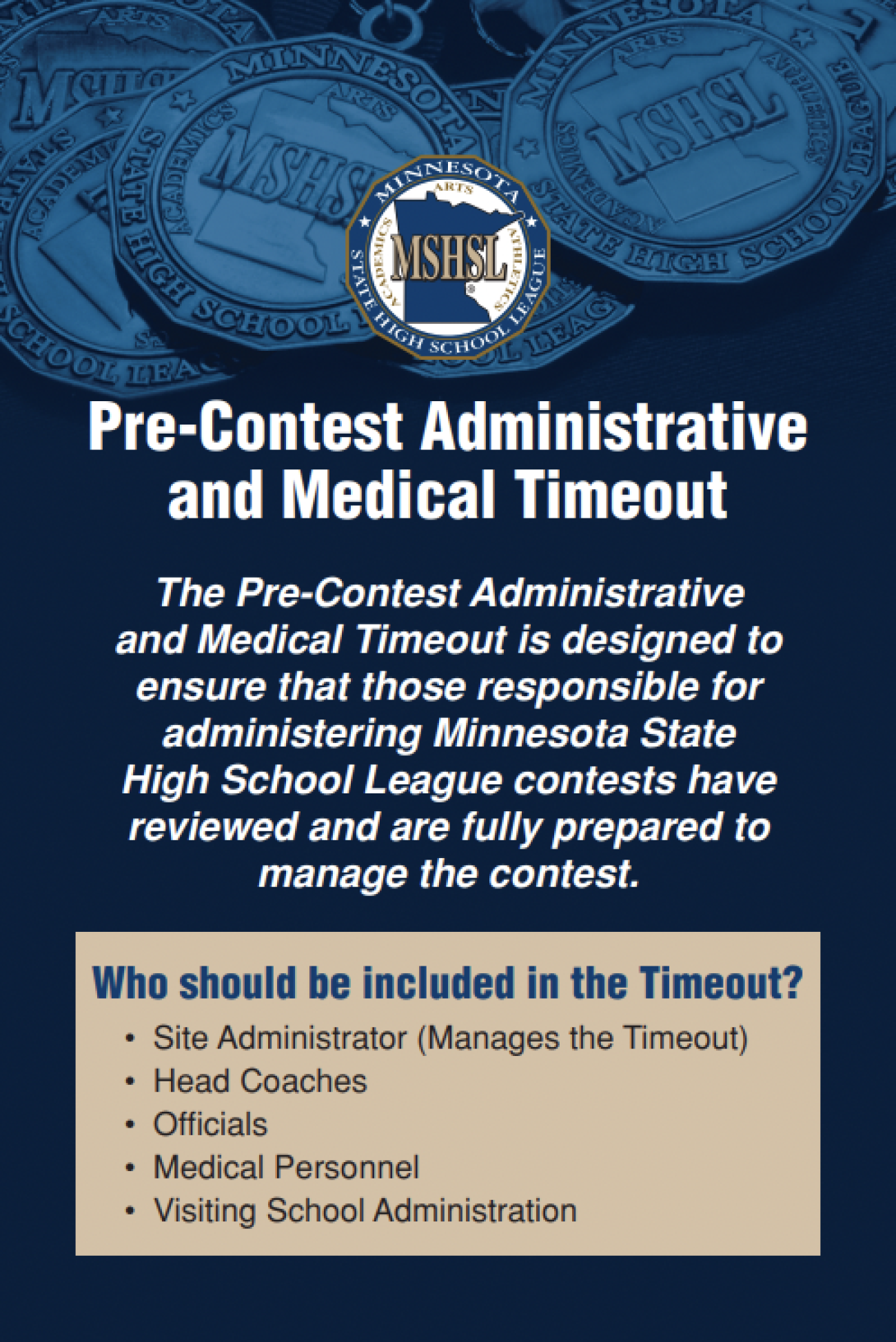 Pre-Contest Timeout Card Front