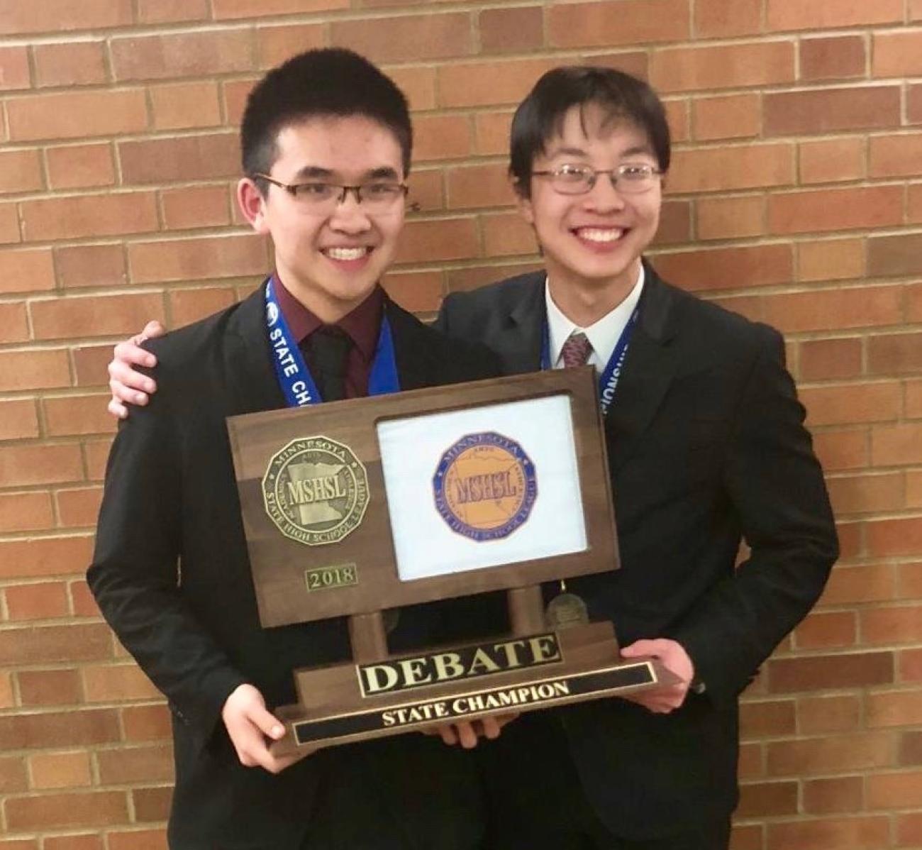 2018 Richard Zhu and David Ma State Debate Championship Photo