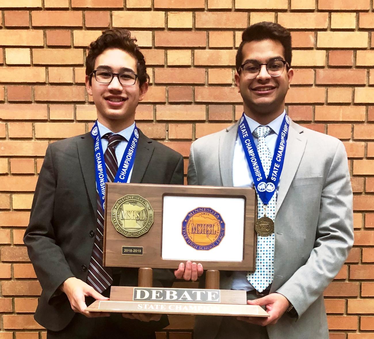 2019 Jason Scheller and Ayush Patel State Debate Championship Photo