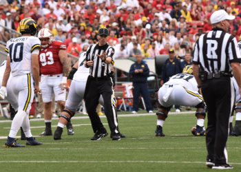 MSHSL Coordinator of Officials Jason Nickleby serves as a Center Judge in the Big Ten football conference